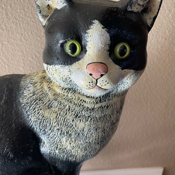 Cast Iron Black and White Cat Door Stopper Large Heavy Vintage Gorgeous! - Picture 15 of 15